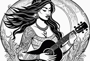 vahine who dance with ukulele tattoo idea