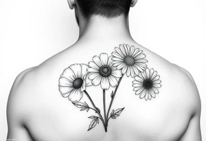 Poppy, chrysanthemum and daisy shoulder tatoo tattoo idea