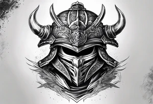 Ronin helmet with sword penetrating it tattoo idea