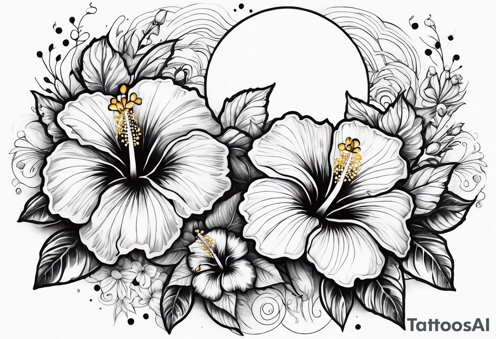 hibiscus flowers with moon and sun something inspirational and meaning for the forearm tattoo idea