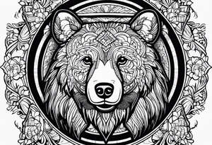 Bear inside a circle tattoo idea