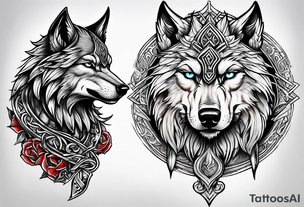 Viking wolf tattoo idea