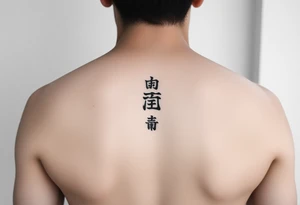 Minimalist Clean, modern wu wei, vertical symbols unique meditative design tattoo idea