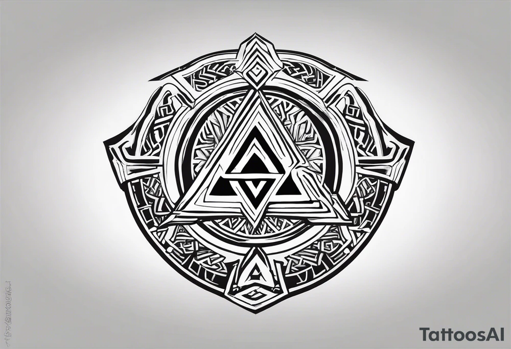 Valhalla berserker round shield axe
Valknut tattoo idea