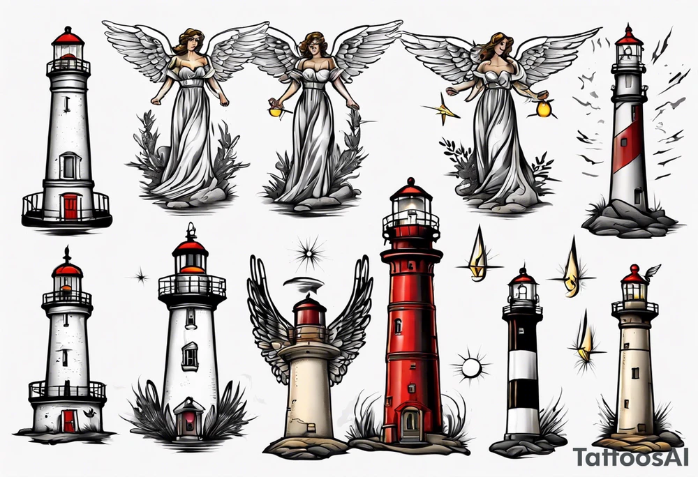 Angel tattoo lighthouse tattoo idea