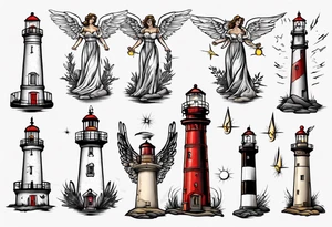 Angel tattoo lighthouse tattoo idea