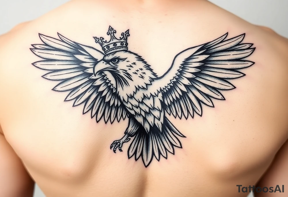 eagle with a crown tattoo idea