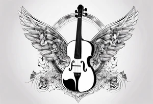 CROSSEED ACOUSTIC GUITAR AND VIOLIN WITH WINGS tattoo idea