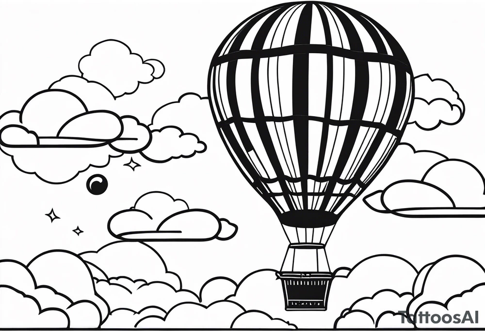 Hot air balloon in clouds. tattoo idea