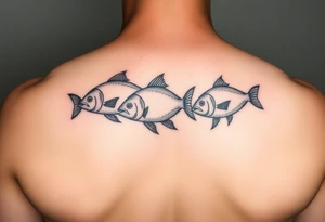 Two to three ocean fish swimming with shadows tattoo idea