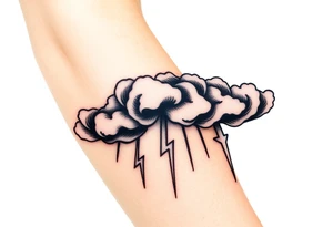 Black storm clouds with rain & lightning bolts tattoo idea