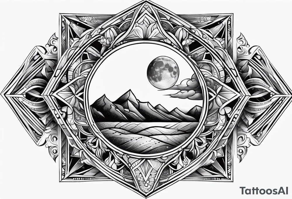 Moon lace diamond tattoo idea