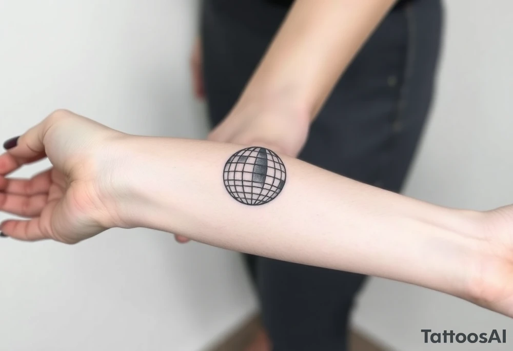 vinyl record and disco ball tattoo idea