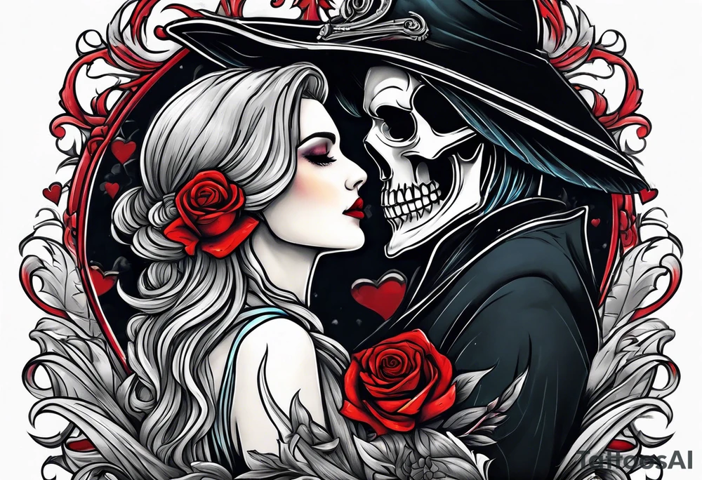 Grim reaper falls in love with human girl tattoo idea