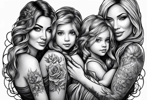 Mothers bond with three daughters tattoo idea