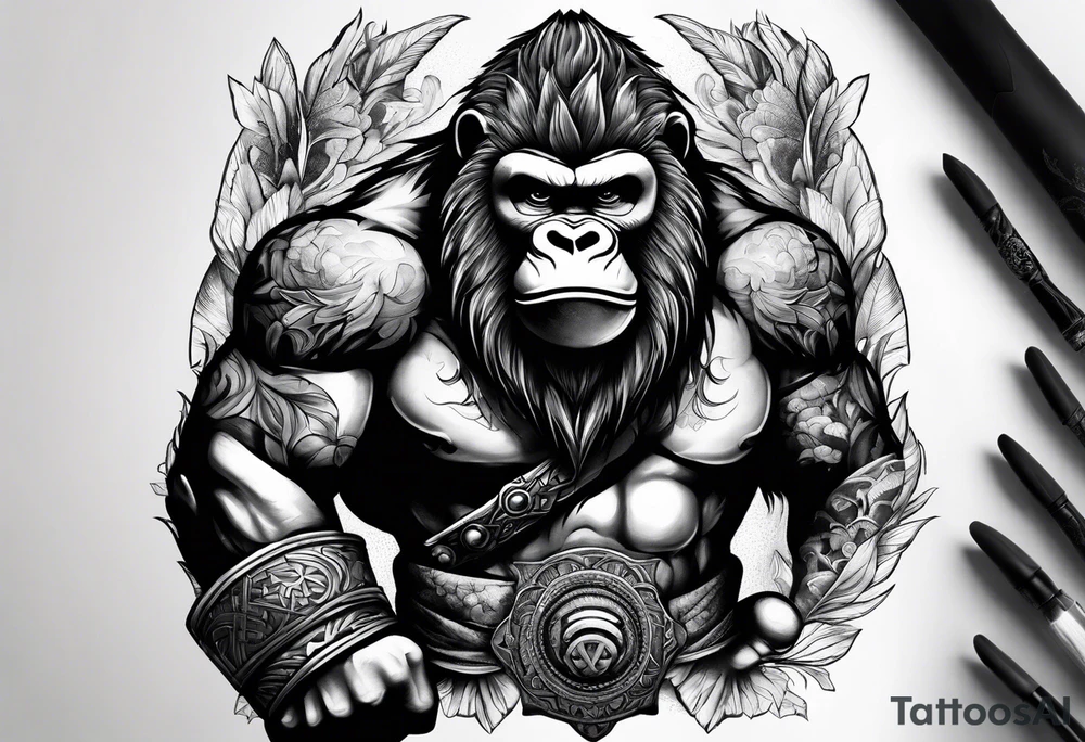 Warrior and gorilla tattoo idea