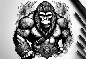 Warrior and gorilla tattoo idea