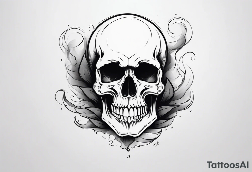skull with smoke on top tattoo idea