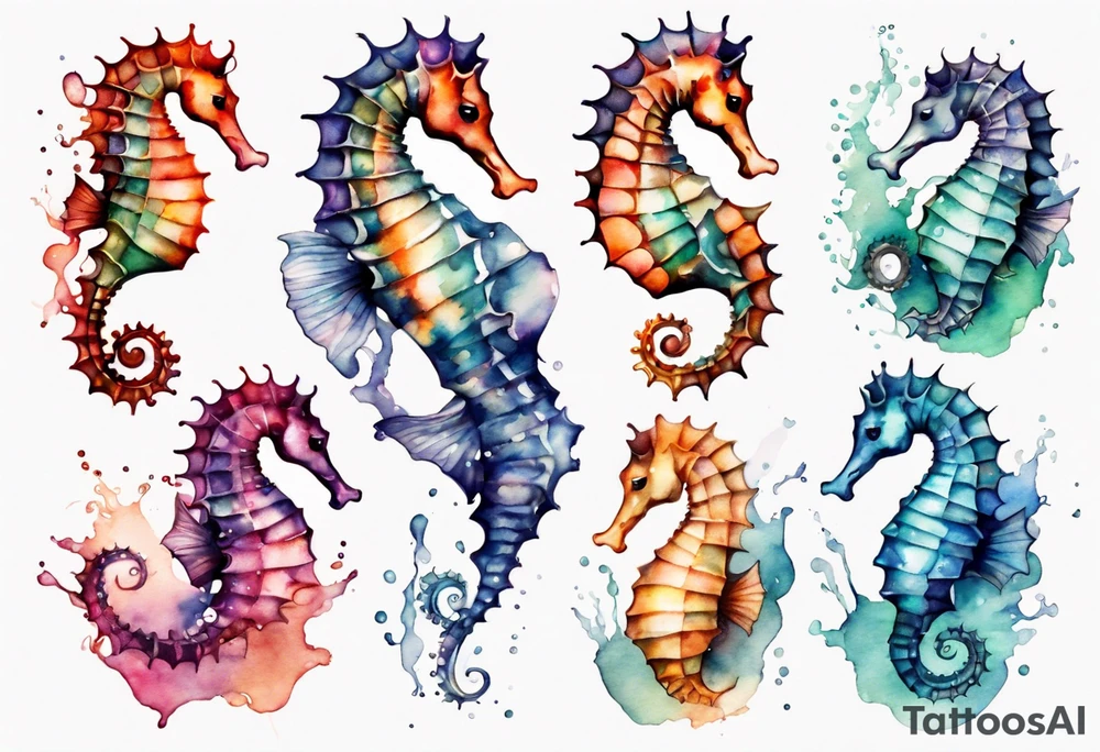 a beautiful seahorse woman hybrid tattoo idea