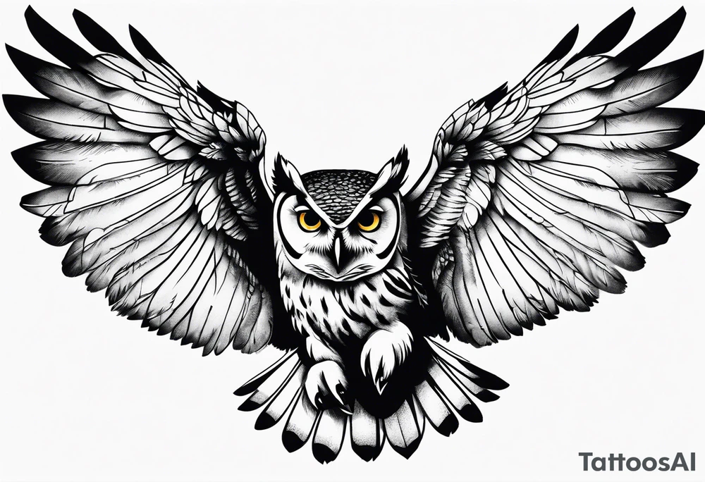 owl flying tattoo idea