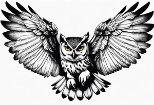 owl flying tattoo idea