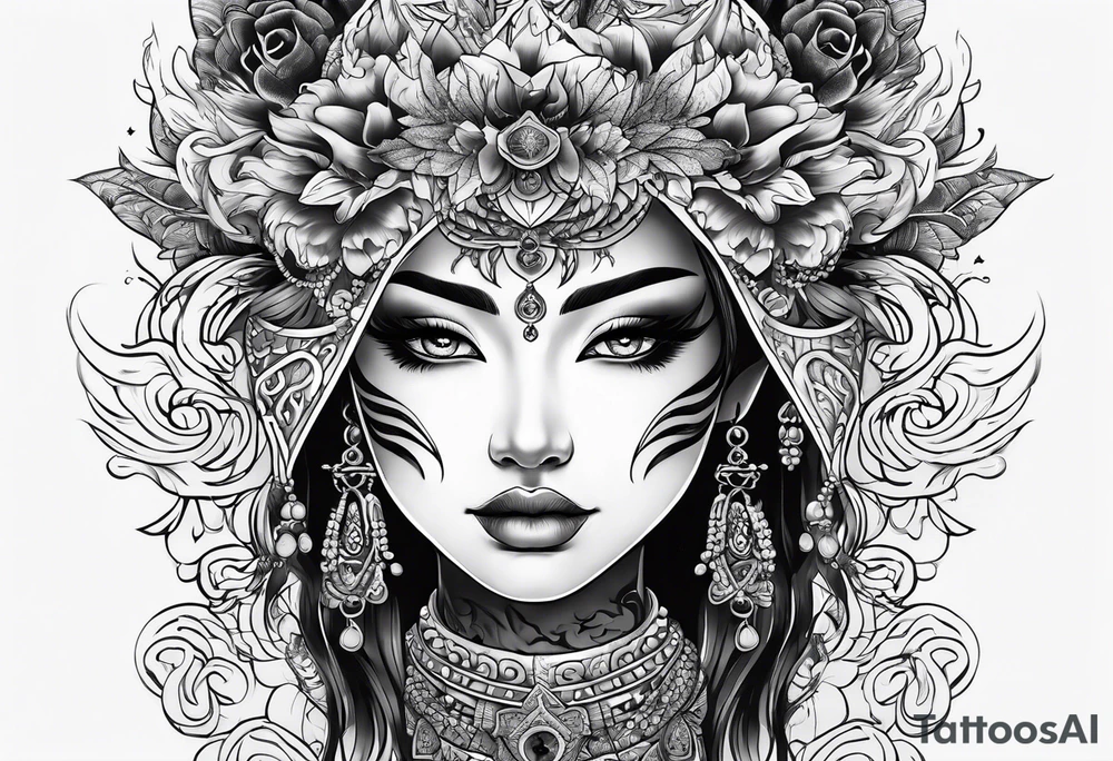 Fire covered face tattoo idea
