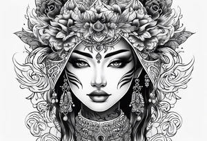 Fire covered face tattoo idea