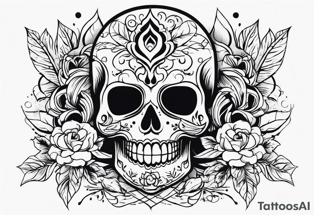 Day of dead skull with smoke around it tattoo idea
