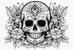 Day of dead skull with smoke around it tattoo idea
