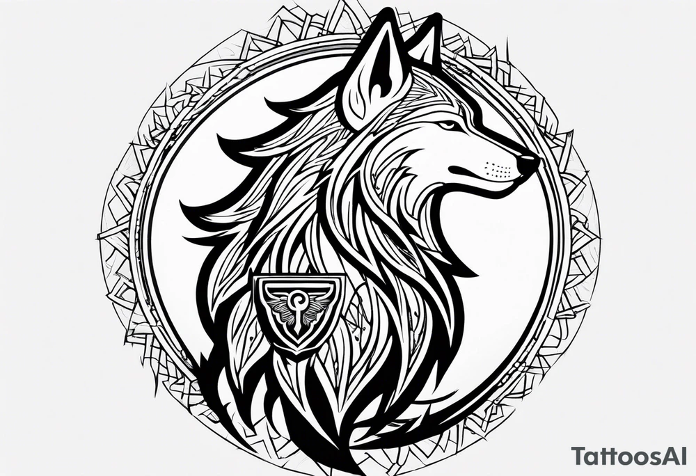 strength, small, howling wolf, elegant, sun, lenghty, ankh tattoo idea
