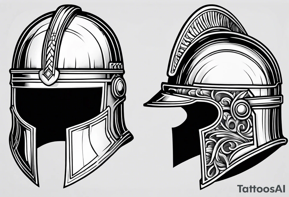 roman helmet vs knight helmet tattoo idea