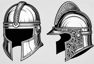 roman helmet vs knight helmet tattoo idea