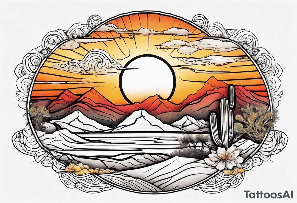 Desert sunset tattoo idea