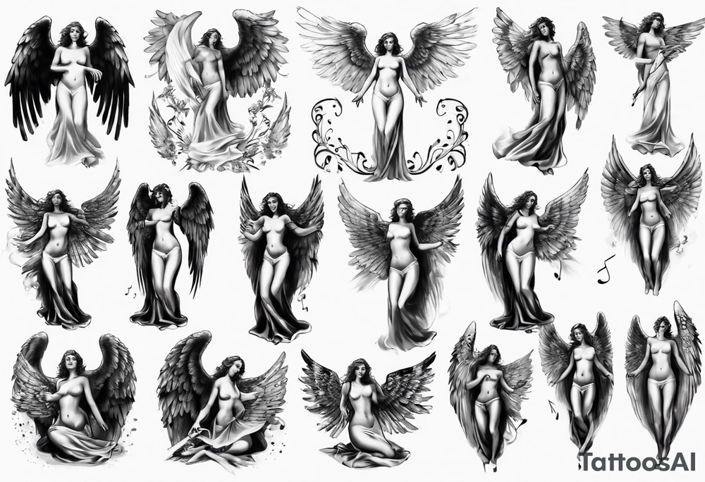 music angel tattoo idea