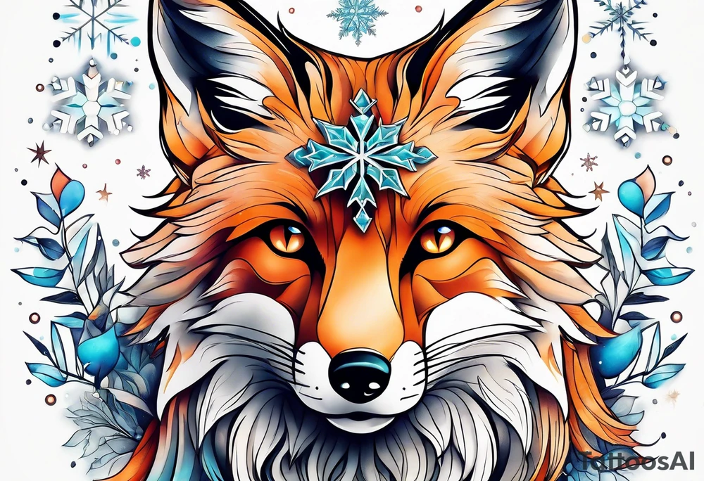 Constellation, animal fox , snowflake tattoo idea