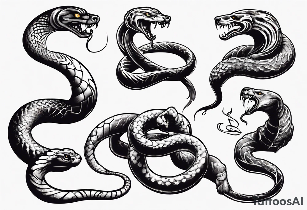 A snake fighting a dog tattoo idea
