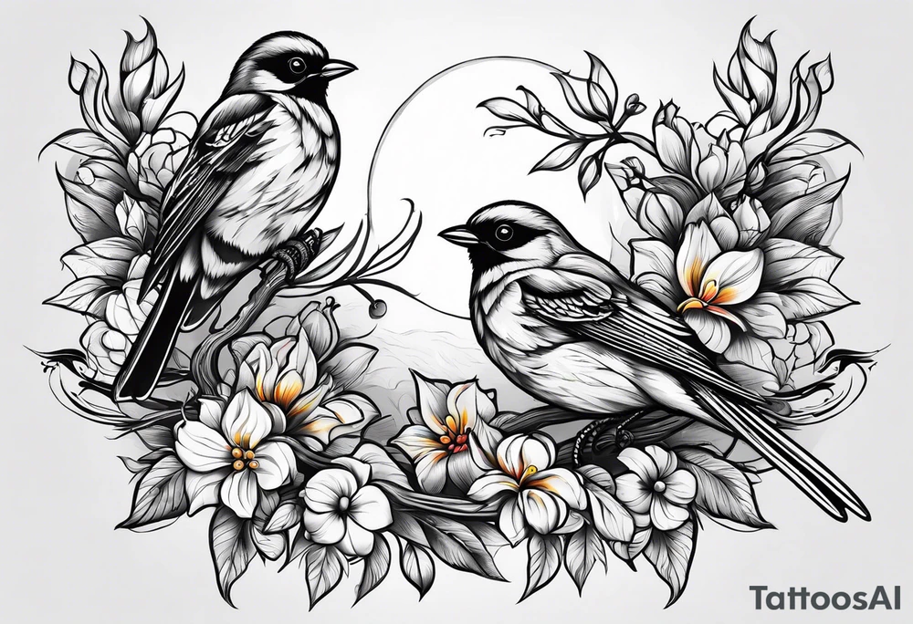 Sunny black birds tattoo idea