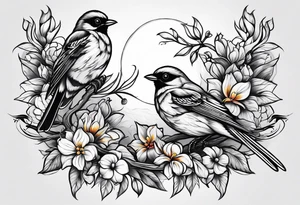 Sunny black birds tattoo idea