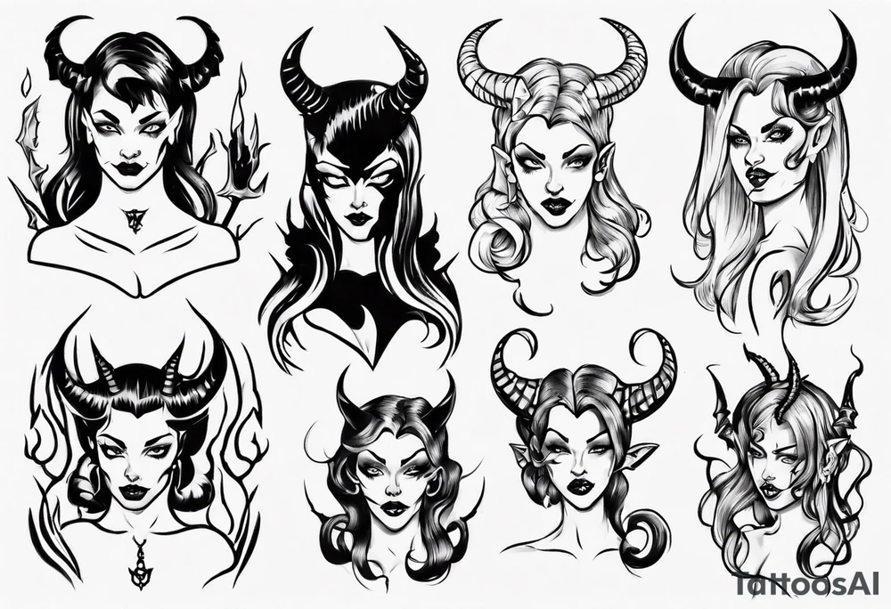 Female devil tattoo idea
