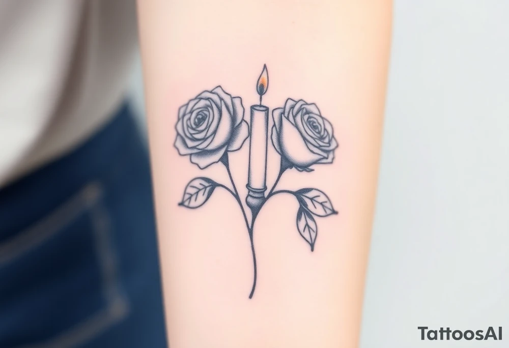 Blue, 2 roses, 2 candles, water tattoo idea