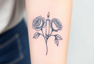 Blue, 2 roses, 2 candles, water tattoo idea