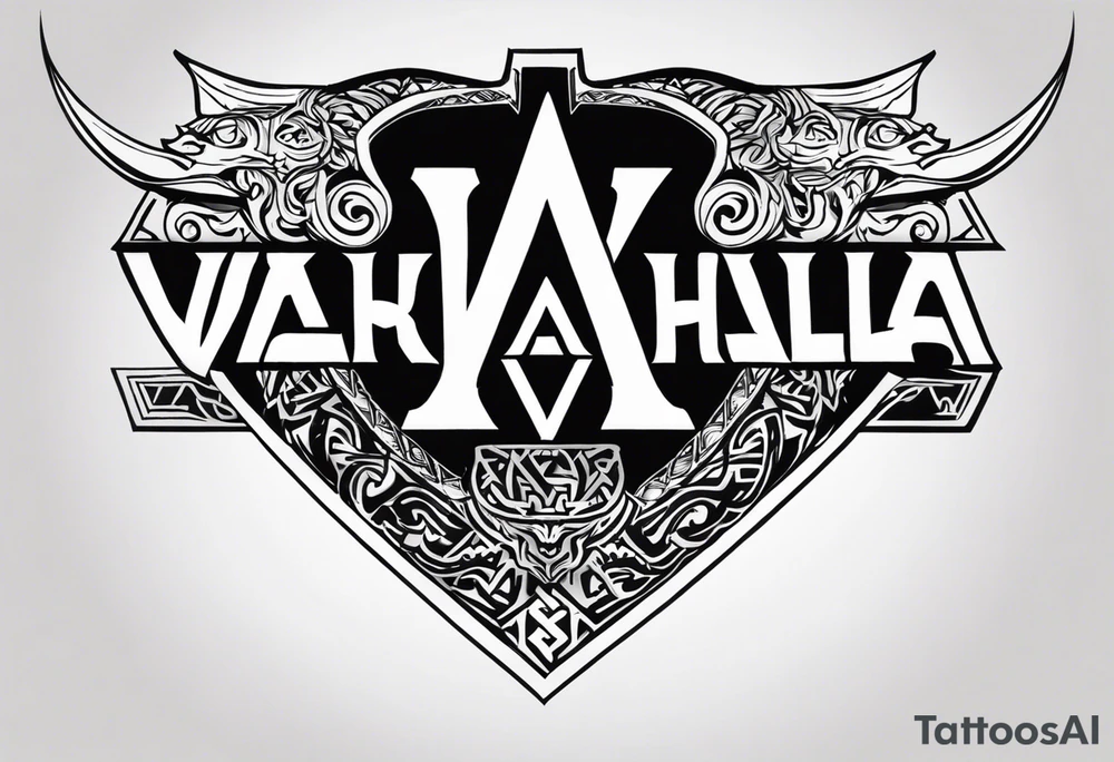 Valhalla sword shield dragon axe Valknut tribal lion tattoo idea