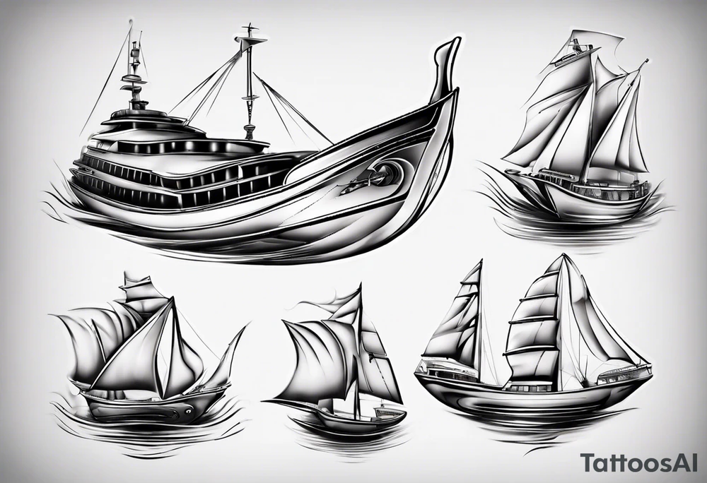 luxury boat tattoo idea