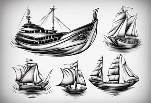 luxury boat tattoo idea