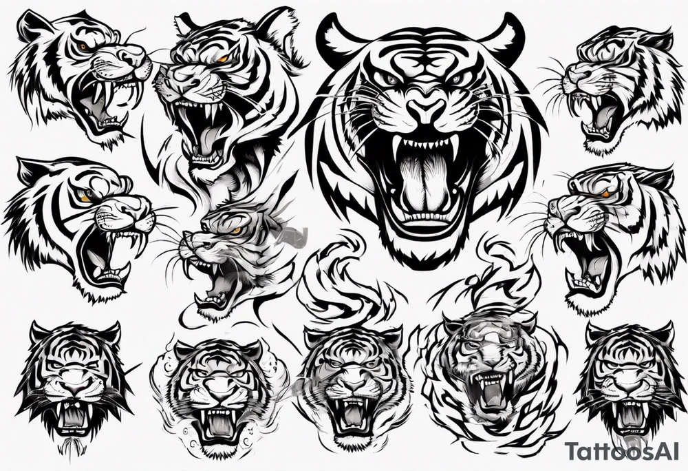 Ferocious Tiger roaring tattoo idea