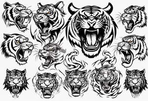 Ferocious Tiger roaring tattoo idea