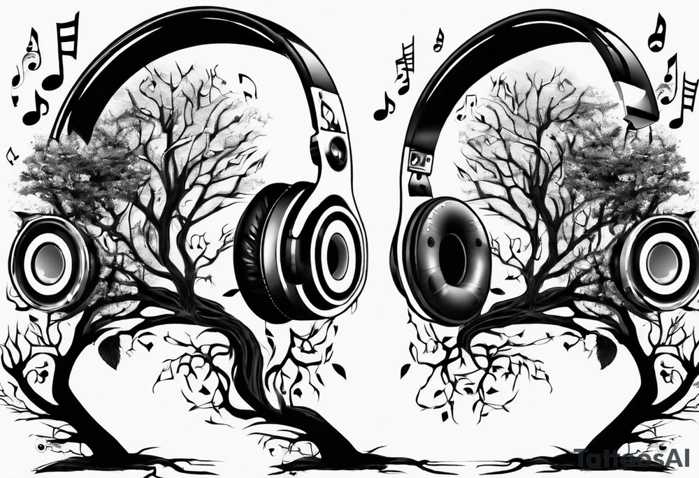 music speaker note tree headphones tattoo idea