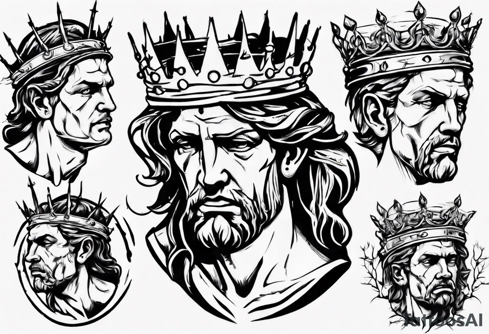 Bust of David with crown of thorns tattoo idea