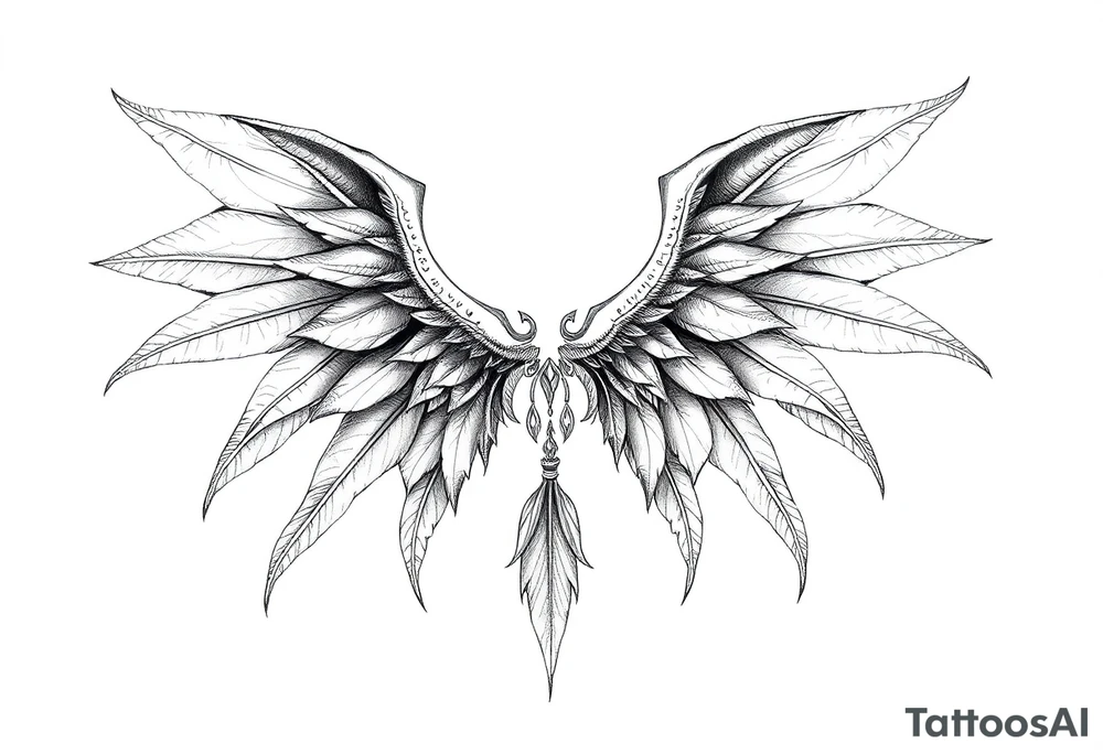 Angel devil feathers tattoo idea