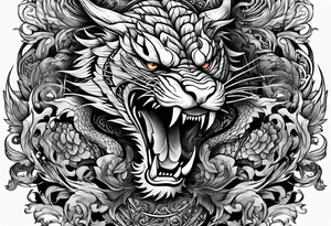 Dragon fighting tiger tattoo idea